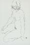 Egon SCHIELE - Print - Lithograph - Kneeling Female Nude, Turning