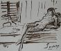 Robert SAVARY - Original drawing - Felt - Naked woman 2