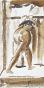 Robert SAVARY - Original painting - Ink wash - Naked woman bending over