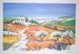 Ella FORT - Original print - Lithograph - Village in the mountains
