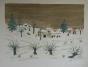 Maurice LOIRAND - Original print - Lithograph - Village under the snow at Christmas