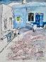 Guy Bardone - Original Painting - Watercolour - Alley with 2 cats, Greece
