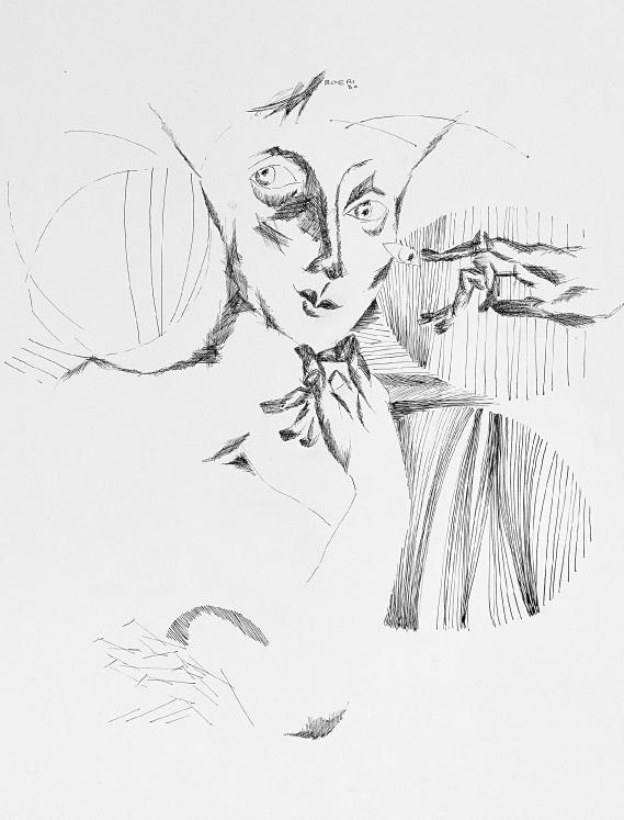 Jacques BOÉRI - Dessin original - Encre - Portrait 1