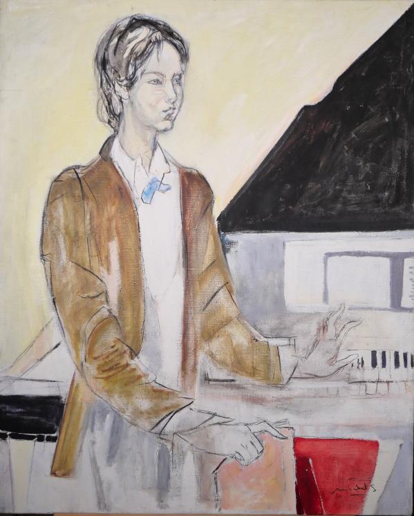 Janie Michels - Peinture originale - Huile - Le pianiste