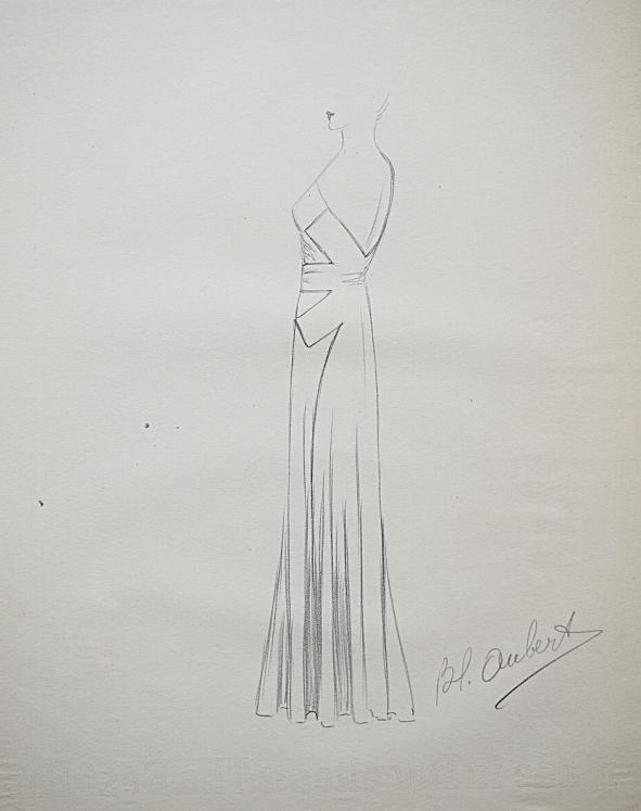 Atelier VIONNET - Dessin original - Crayon - Robe dos nu 76