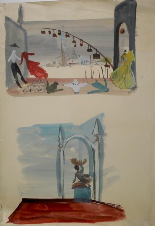 Janine JANET - Peinture originale - Gouache - Projet vitrines 1