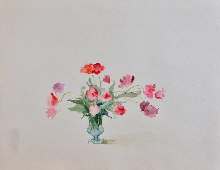 Janine JANET - Peinture originale - Aquarelle - Bouquet de fleurs 1