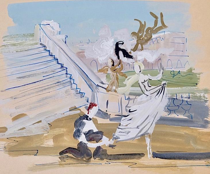 Janine JANET - Peinture originale - Gouache - Hommage à Versailles pour Emeraude 3