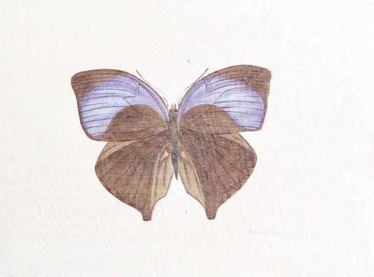LA ROCHE LAFFITTE - Peinture originale - Aquarelle - Papillon noir et bleu