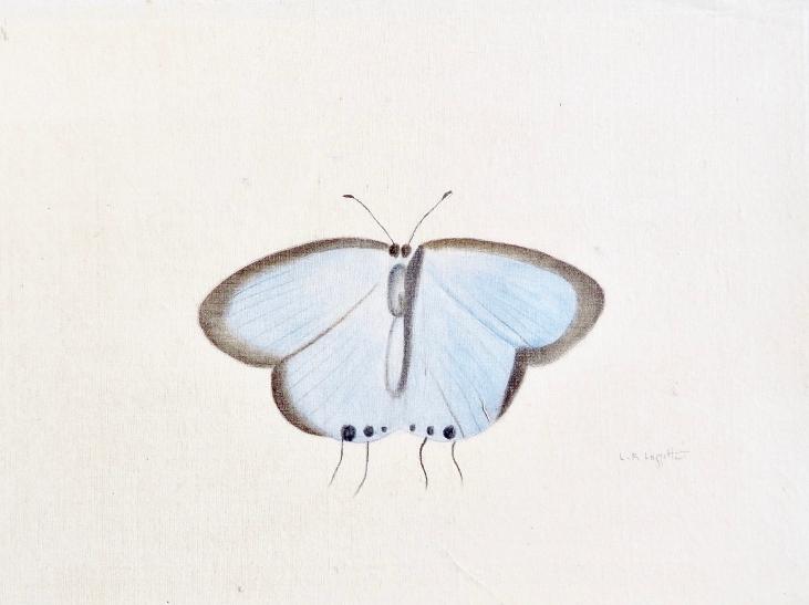 LA ROCHE LAFFITTE - Peinture originale - Aquarelle - Papillon bleu 2