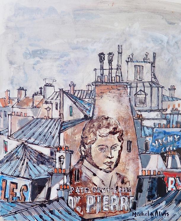 Michel DE ALVIS - Peinture Originale - Huile - Les toits 3