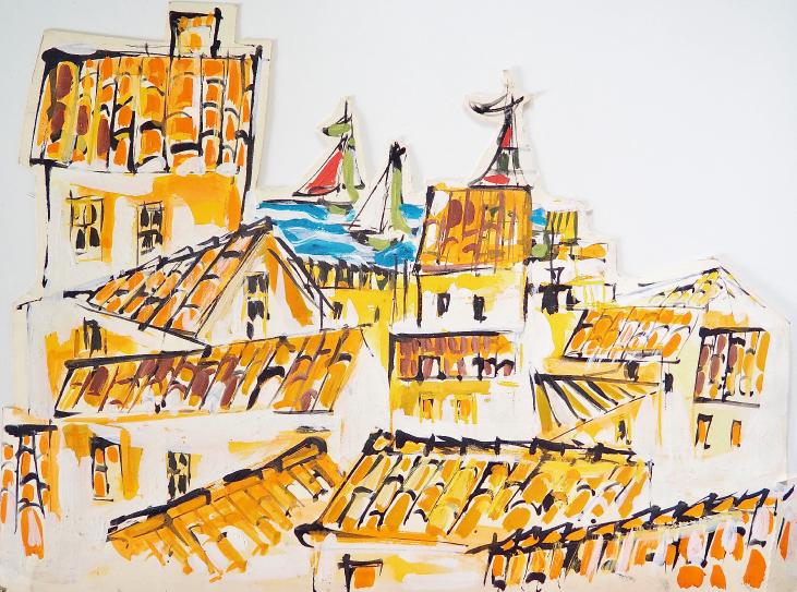 Michel DE ALVIS - Peinture Originale - Huile - Les toits 4