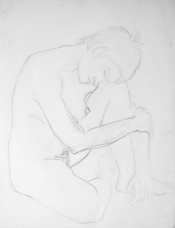 Michel DE ALVIS - Dessin original - Crayons - Femme nue