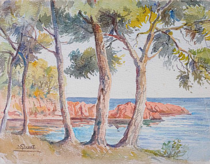 Etienne GAUDET - Peinture originale - Aquarelle - Sud de la France