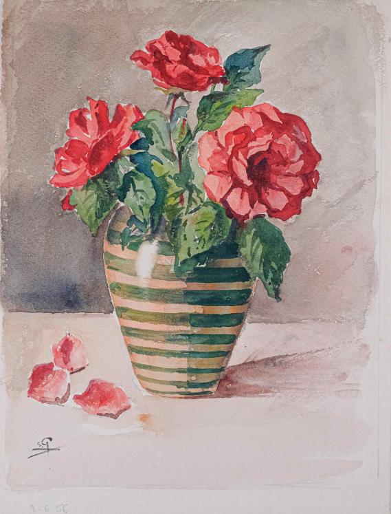 Etienne GAUDET - Peinture originale - Aquarelle - Bouquet
