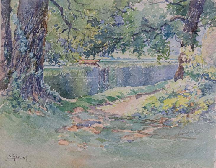 Etienne GAUDET - Peinture originale - Aquarelle - Sous Bois