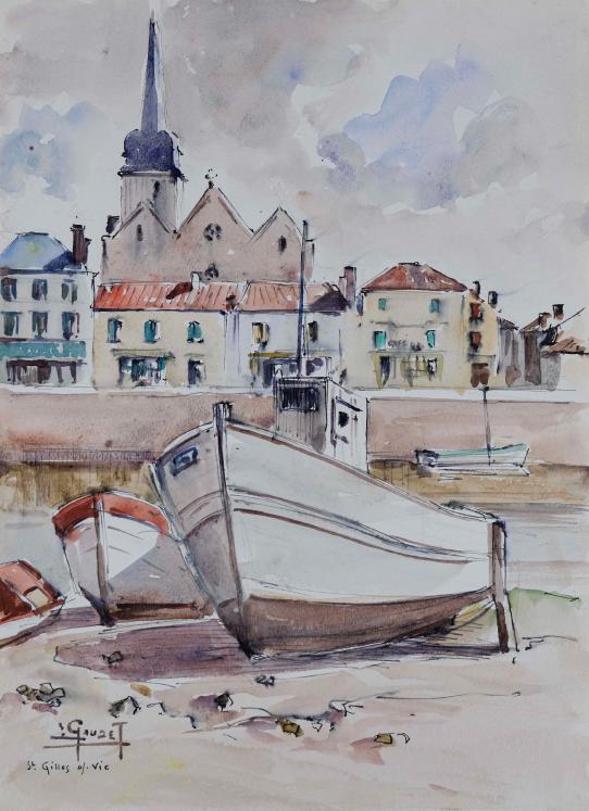 Etienne GAUDET - Peinture originale - Aquarelle - Saint-Gilles-Croix-de-vie