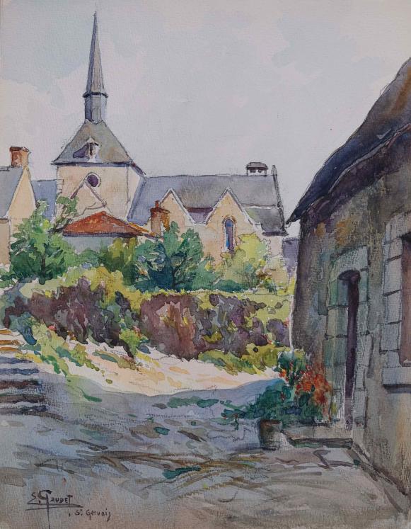 Etienne GAUDET - Peinture originale - Aquarelle - Saint Gervais, Haute Savoie