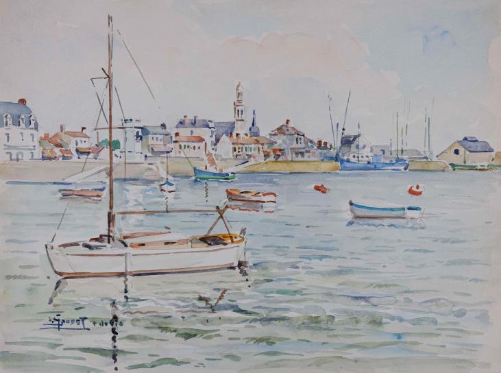 Etienne GAUDET - Peinture originale - Aquarelle - Port Croix-de-Vie