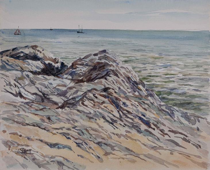 Etienne GAUDET - Peinture originale - Aquarelle - Mer de Vendée