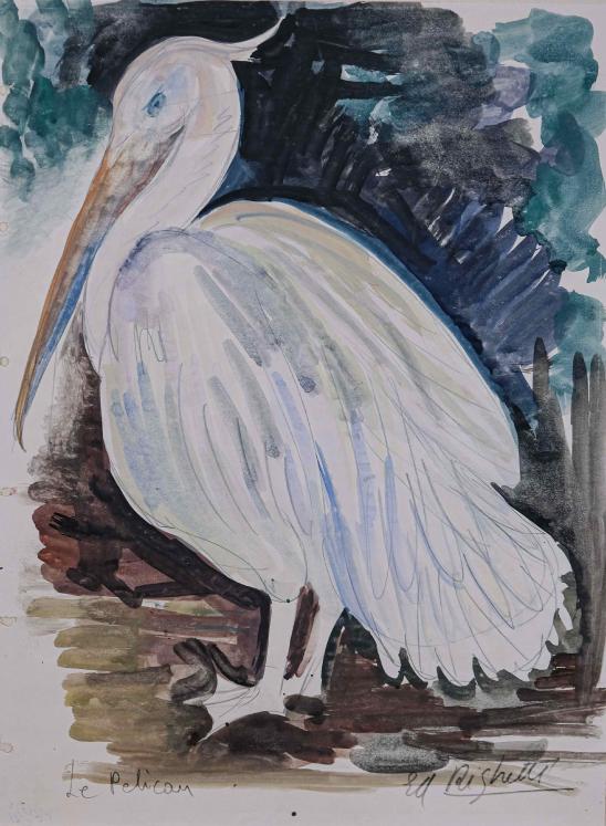 Edouard RIGHETTI - Peinture originale - Aquarelle -  Le Pélican à Paris