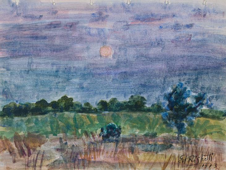 Edouard RIGHETTI - Peinture originale - Aquarelle -  Clair de Lune