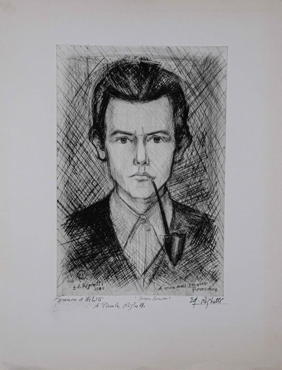 Edouard RIGHETTI - Estampe originale - Eau-forte - Portrait de Jacques Reverchon