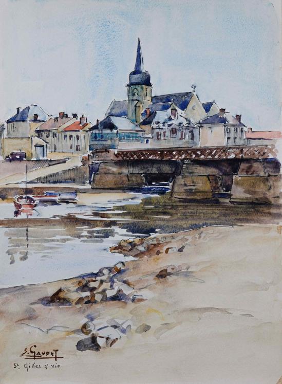 Etienne GAUDET - Peinture originale - Aquarelle - Saint Gilles-Croix-de-vie 17