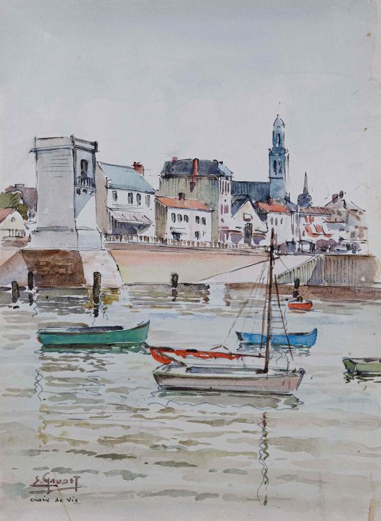 Etienne GAUDET - Peinture originale - Aquarelle - Port de St Croix de vie 3