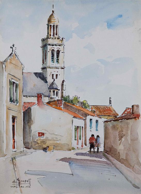 Etienne GAUDET - Peinture originale - Aquarelle - St Croix de vie