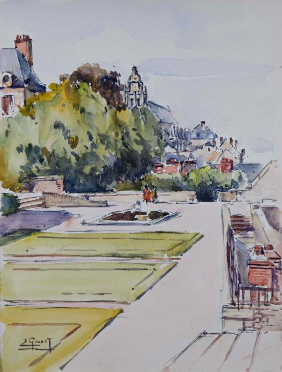 Etienne GAUDET - Peinture originale - Aquarelle - Blois 39