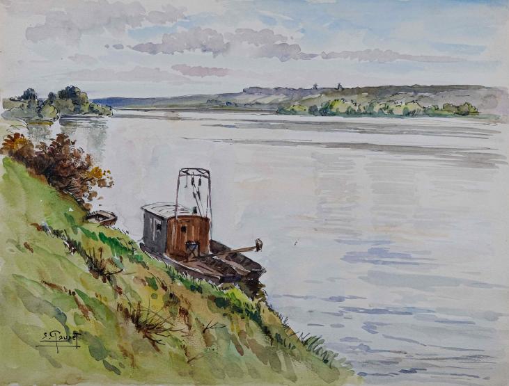 Etienne GAUDET - Peinture originale - Aquarelle - Bord de la Loire 27