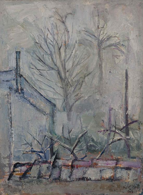 Edouard RIGHETTI - Peinture originale - Huile - Brouillard à Sannois