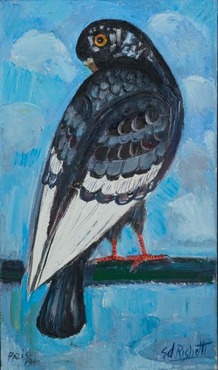 Edouard RIGHETTI - Peinture originale - Huile - Oiseau