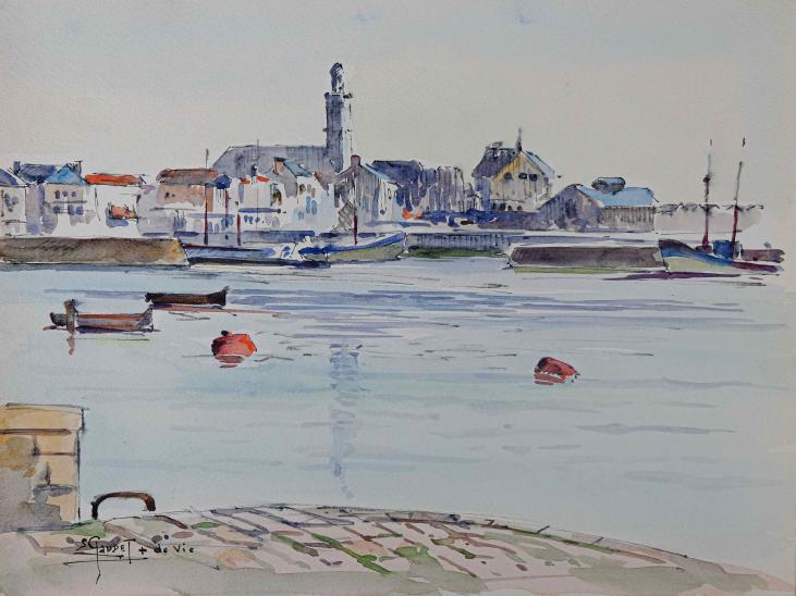 Etienne GAUDET - Peinture originale - Aquarelle - St Gilles-Croix-de-vie