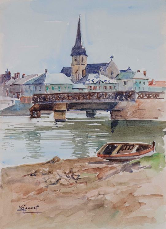 Etienne GAUDET - Peinture originale - Aquarelle - Croix de vie
