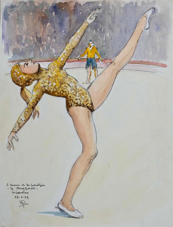 Etienne GAUDET - Peinture originale - Aquarelle - Danseurs