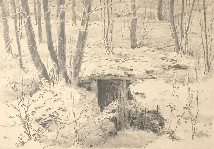 Alexandre Genaille - Dessin original - Crayon - L'entrée du souterrain