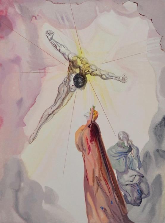 Salvador DALI - Estampe - Bois gravé - Apparition du Christ, la divine comédie de Dante