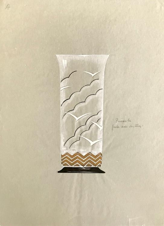 Pierre D'AVESN - Dessin original - Crayon et Gouache - Projet Vase 10