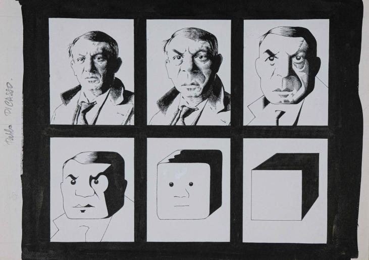 Jacky REDON - Dessin original - Lavis à l'encre - Pablo Picasso