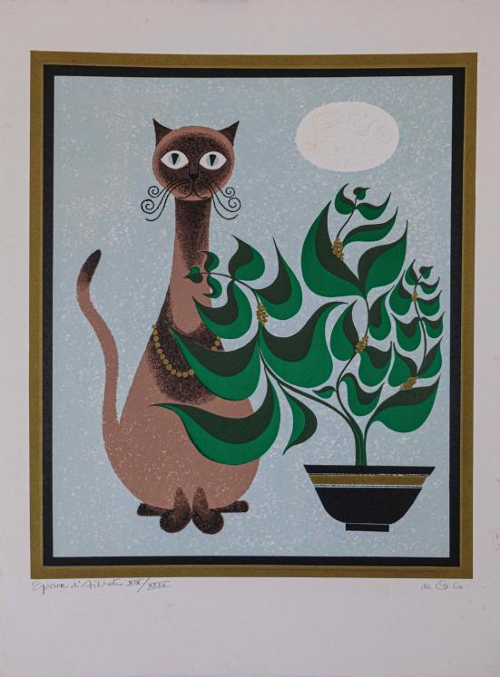 Llewellyn DE CARLO - Estampe originale - Lithographie - Le chat