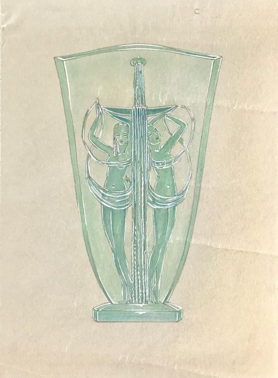 Pierre D'AVESN - Dessin original - Crayon et Gouache - Projet de Vase 18