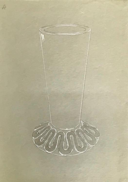 Pierre D'AVESN - Dessin original - Crayon et Gouache - Projet de Vase 21