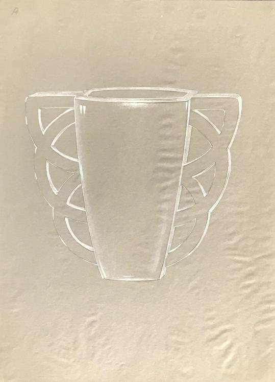 Pierre D'AVESN - Dessin original - Crayon et Gouache - Projet de Vase 26
