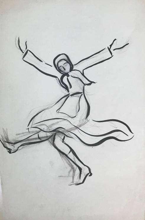 Lucienne Pageot-Rousseaux - Dessin original - Encre - Danse
