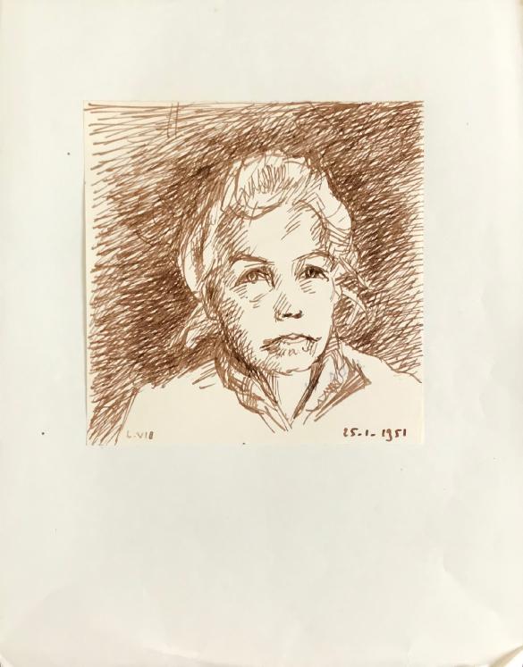 Hélène VOGT - Dessin original - Encre - Autoportrait 3