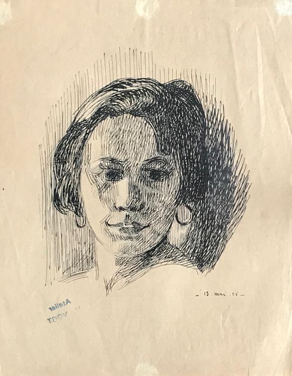Hélène VOGT - Dessin original - Encre - Autoportrait 7
