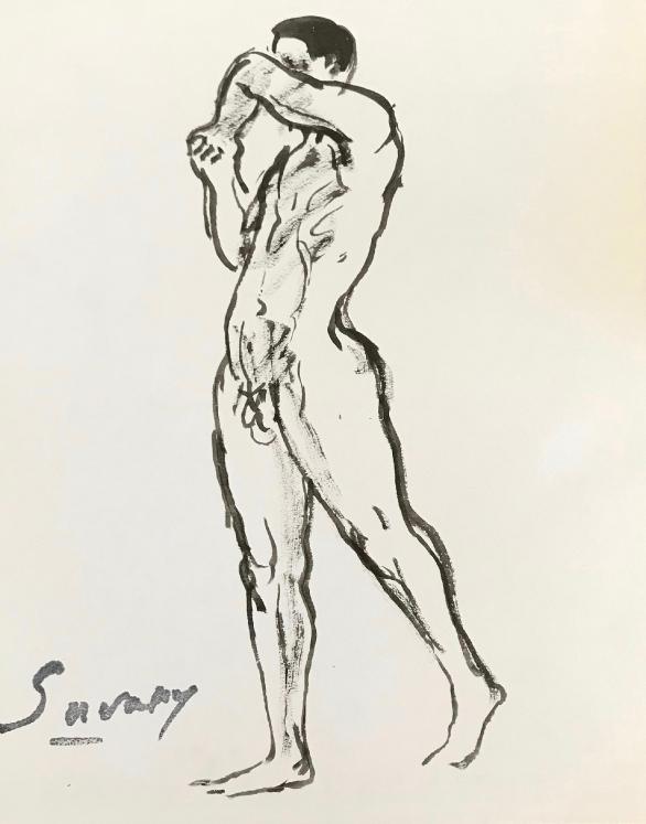 Robert SAVARY - Peinture originale - Lavis - Nu 7