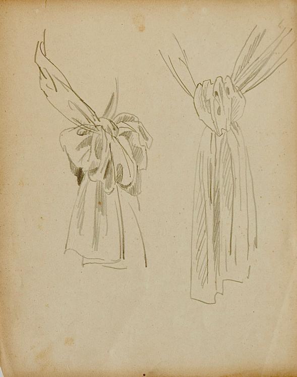 Auguste ROUBILLE - Dessin original - Crayon - Etude de noeud de tissu